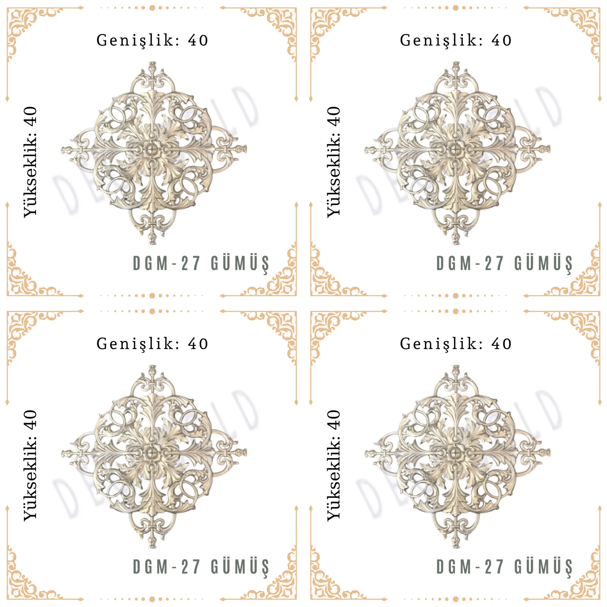 DecoGold Saray Tavan Motif (40*40) DGM-27-Gümüş(4 Adet)